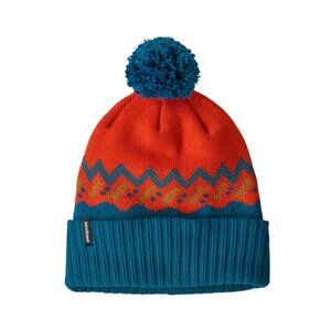 Patagonia Powder Town Beanie Lofoten Geo Knit - Paintbrush Red Orange Turquoise